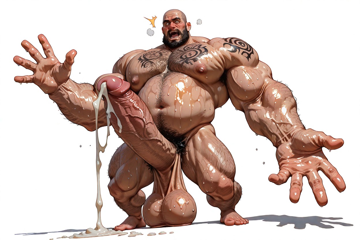 Bouche Bée, Huge Veiny Hard Cock, Corps Entier Porno IA Gay