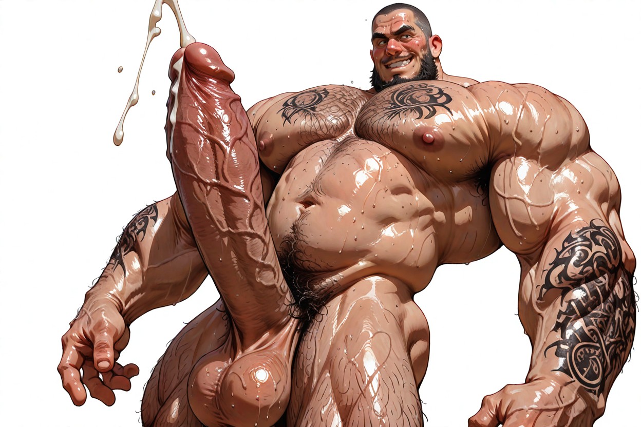 Tatouage, Huge Veiny Hard Cock, Pénis Hyper Long Et Impossible Porno IA Gay