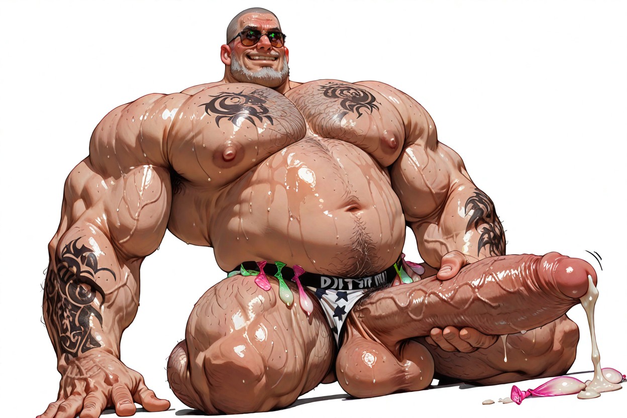 Pénis Hyper Long Et Impossible, Oiled Skin, White Background Porno IA Gay
