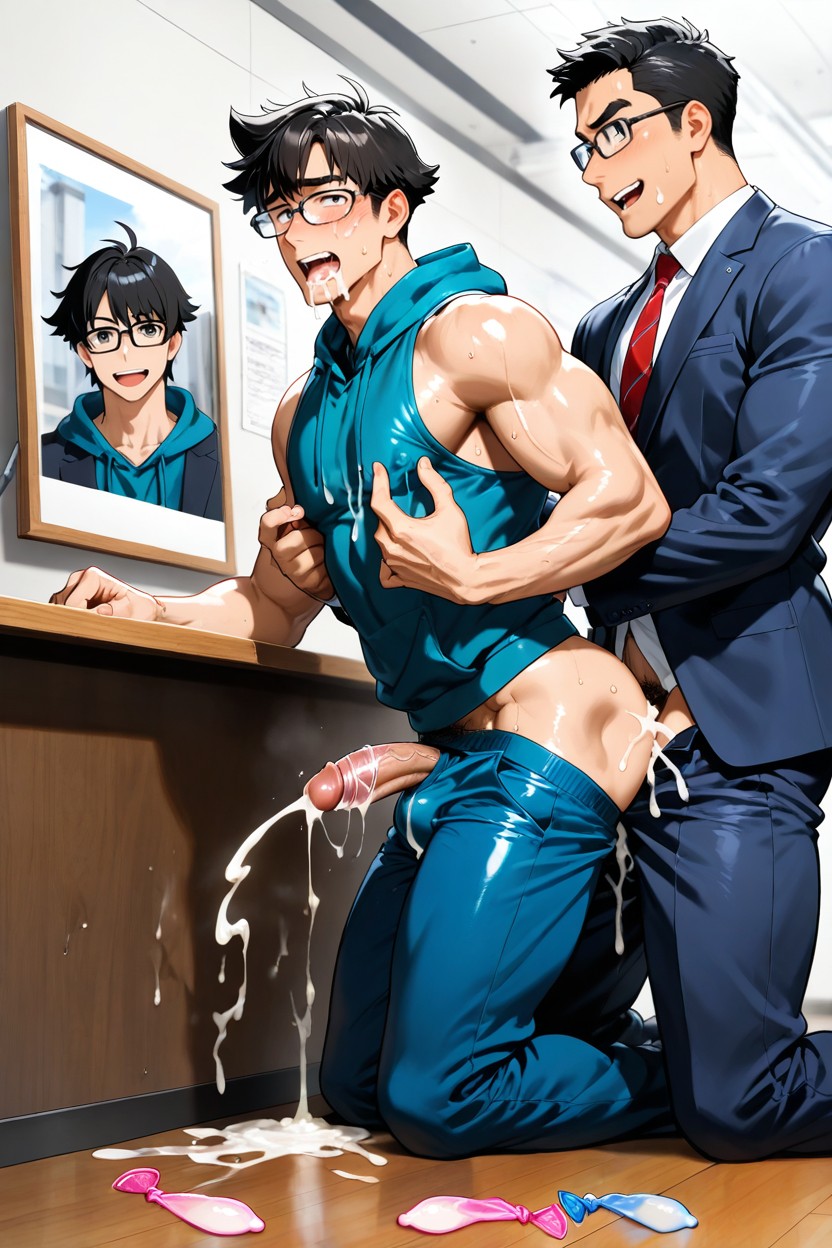 Horny Eyes, Fucked By Nerd Wearing Glasses And Suit, Lots Of Cum Porno IA Gay