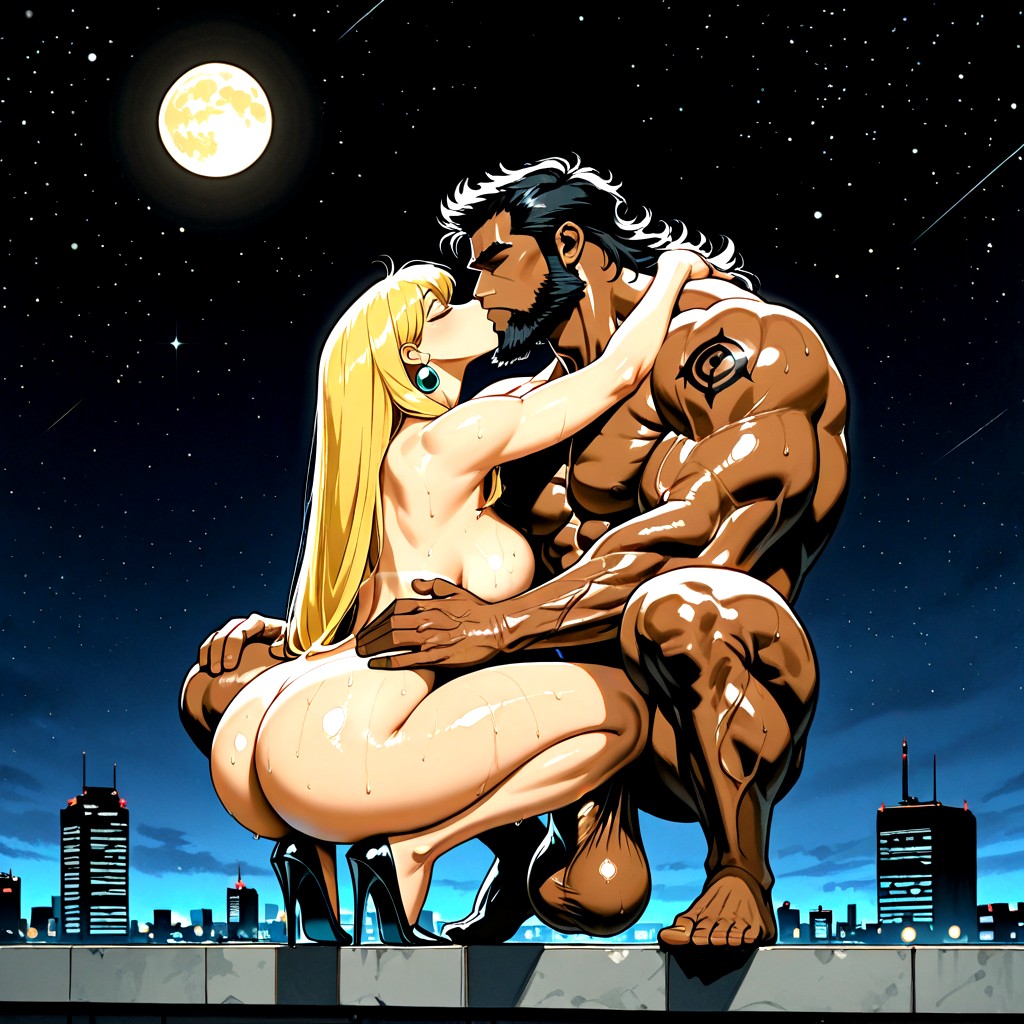Steel Rings, Huge Balls, Corps Entier Porno IA Gay
