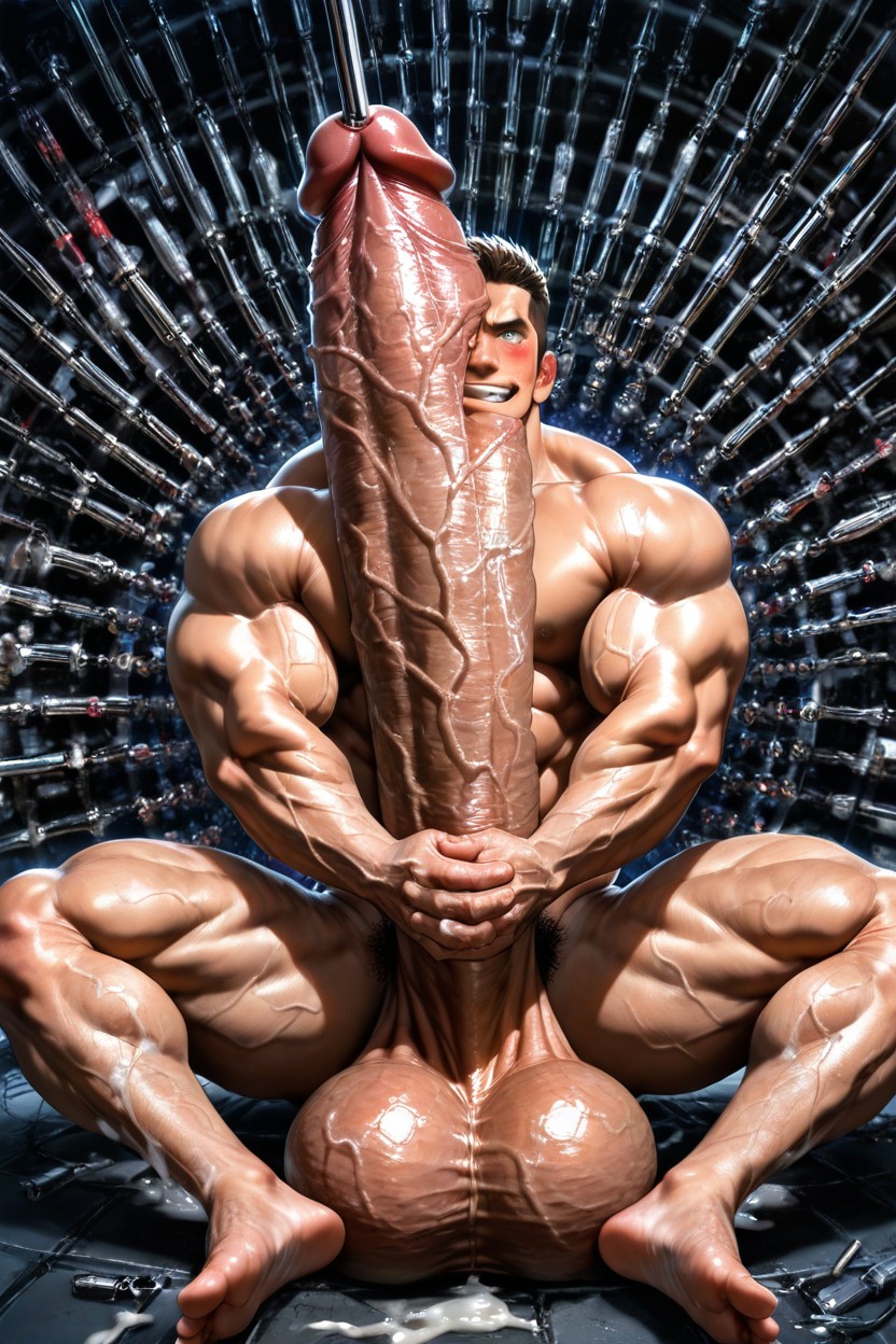 Pénis Gigantesque, Vibrant Colors, Poils De La Poitrine Porno IA Gay