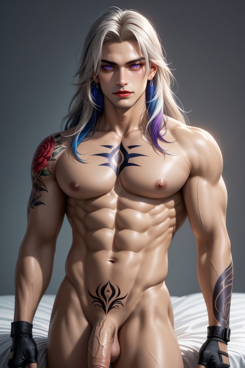 Blue And Red Tattoos, Red Lipstick, Neck Tattoo AI同性戀黃片
