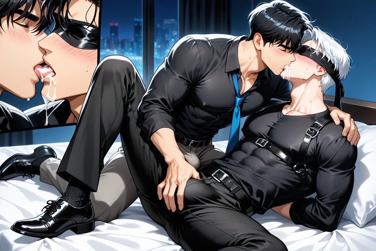 In The Bed, Lift One Leg Onto The Bed, Bangs Slightly Swept To The Sides Porno IA Gay