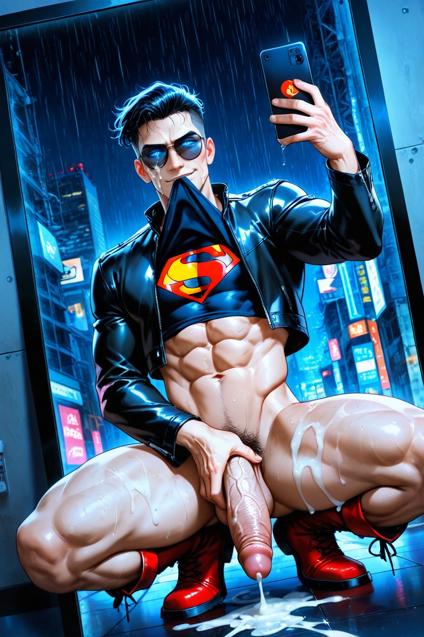 Glowing Eyes, Cum On Floor, Confident Smirk Porno IA Gay