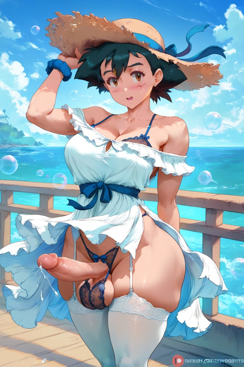 Ocean, Anime Accurate, One Arm Up Grabbing Straw Hat Porno gay IA