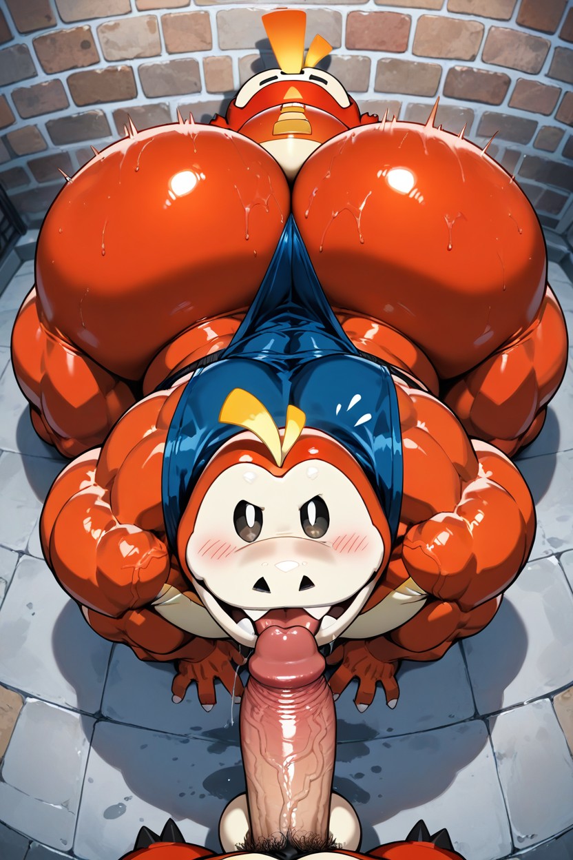 Fuecoco Looking Up, Butt Bigger Then Body, Fisheye View Pornografia gay com IA