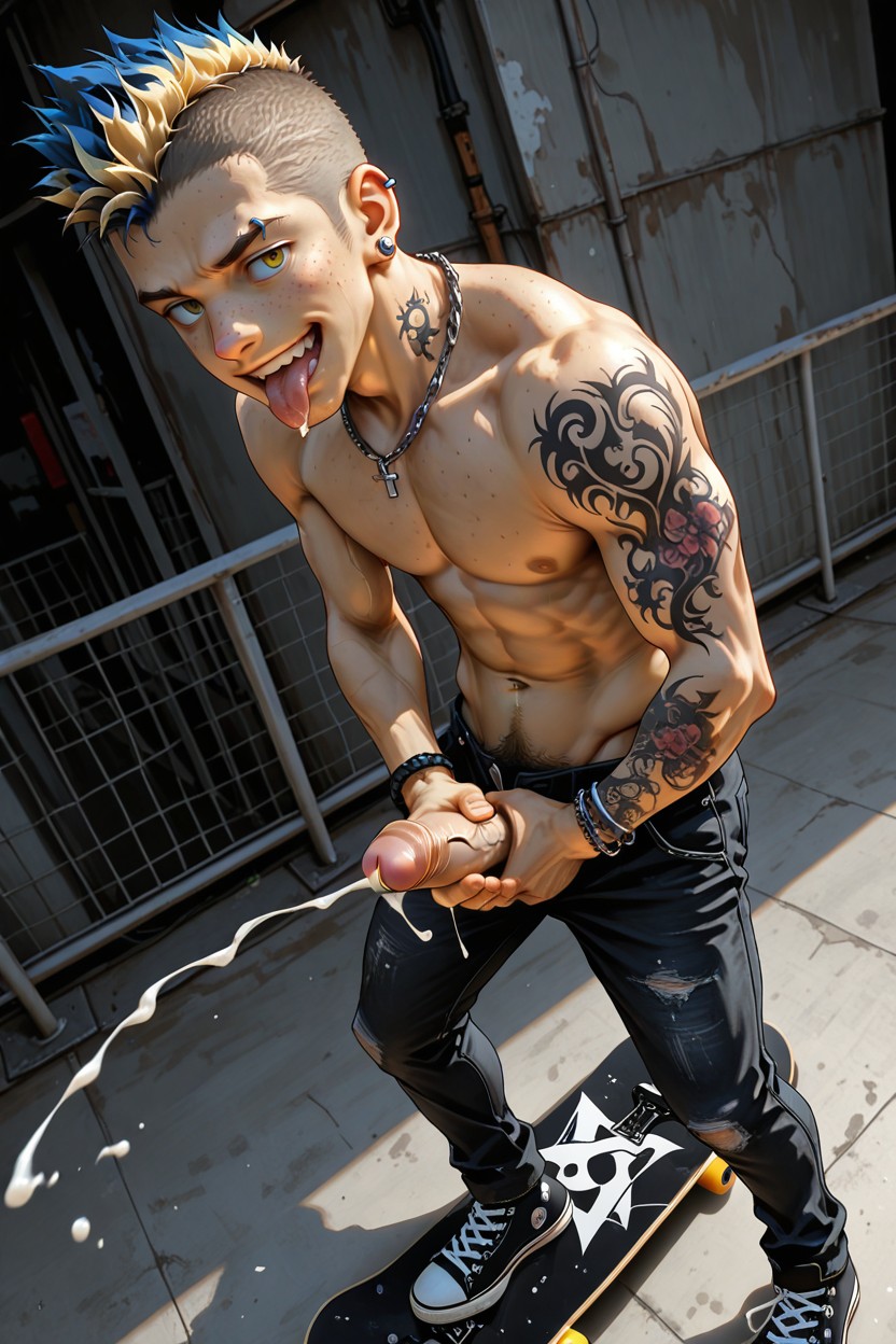 Foreskin, Veiny Penis, Eyebrow Piercing Porno gay IA