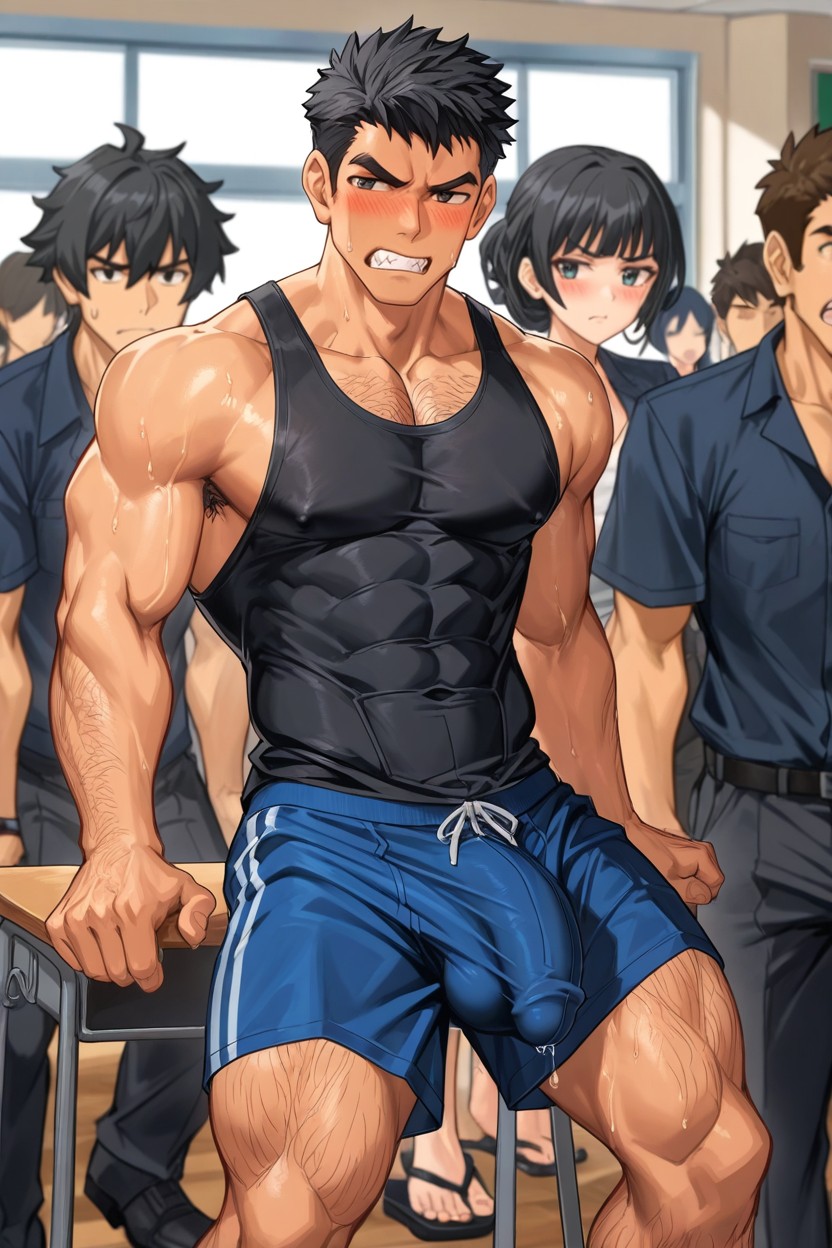 Erect Nipples, Big Penis, Black Tank Top AI Gay Porn