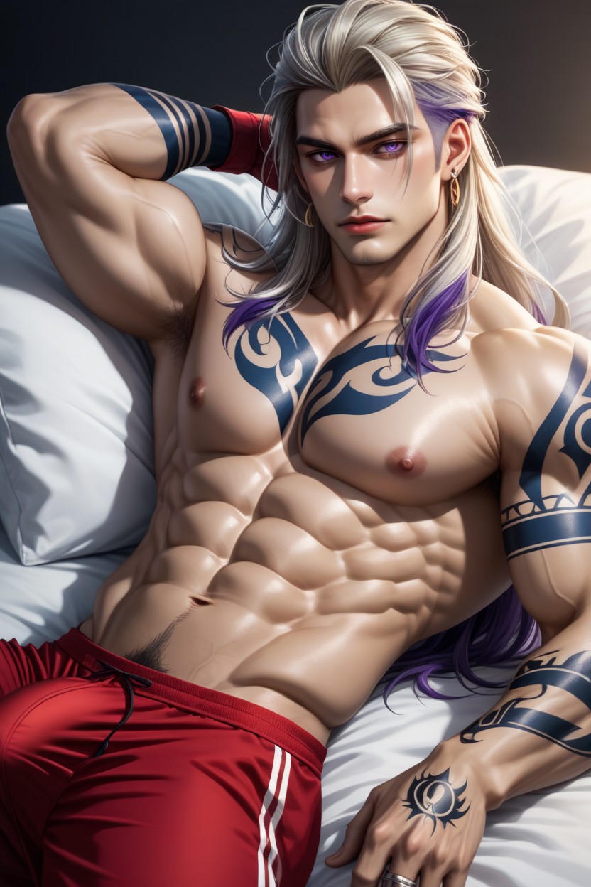Smooth Chest, Fit, Tattoos Pornografia gay com IA