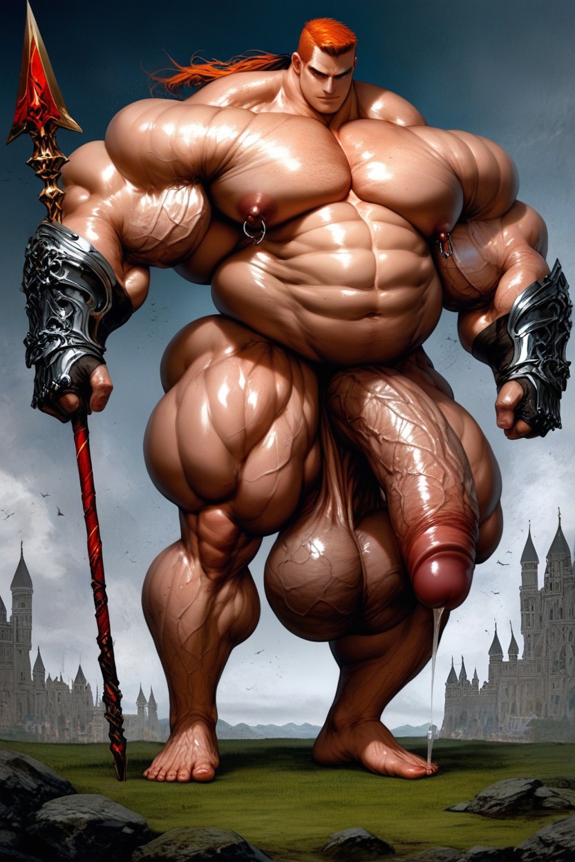 Hyper Gigantic Puffy Nipples, Shiny Skin, 鎧手袋 ゲイAIポルノ