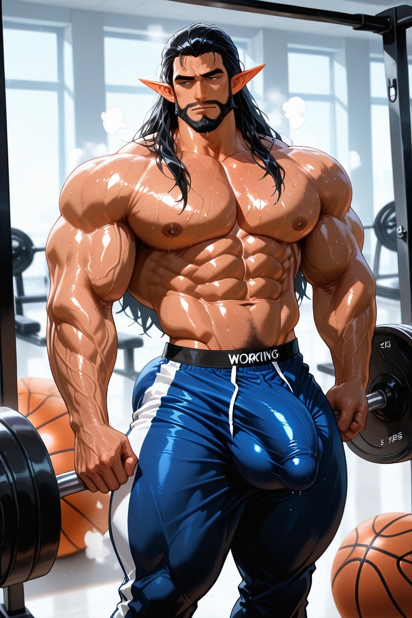Long Hair, Gym, Basketball Pants Porno IA Gay