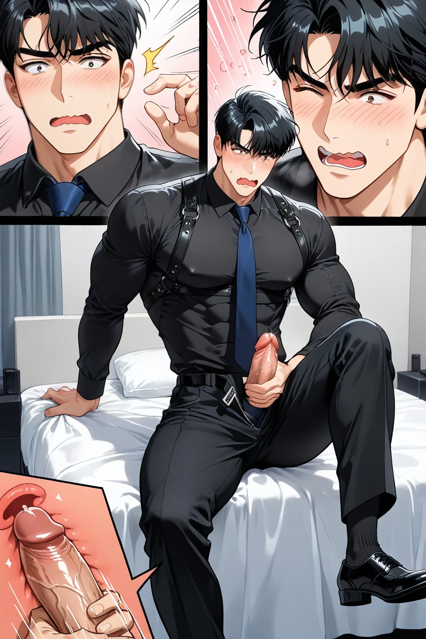 Black Hair, 25+, Black Shirt 게이 AI 포르노