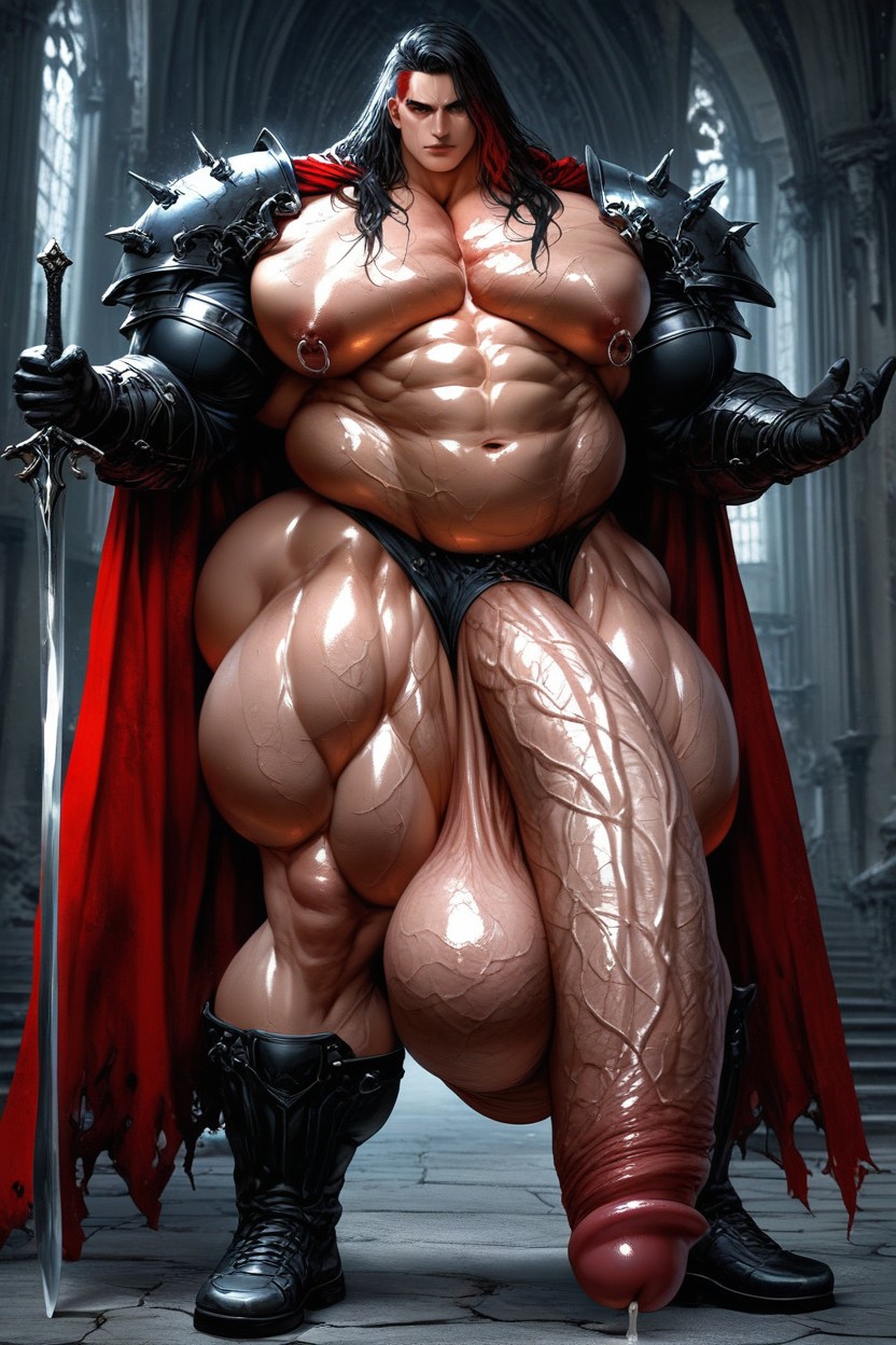 Fantasy Castle Setting, Hyper Length Penis Shaft, 오일 바른 피부 게이 AI 포르노