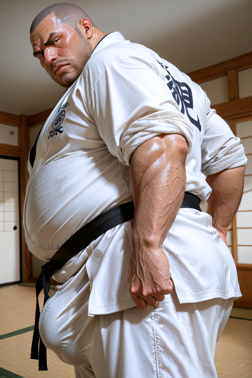 Black Eyes, Vast Tatami Mats, Wearing White Judo Uniform Porno IA Gay