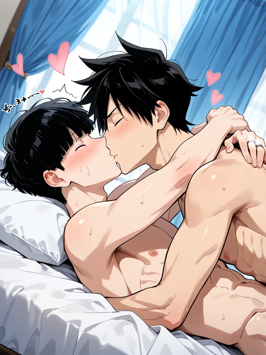 Japonais, On A Queen-size Bed, En Forme Porno IA Gay