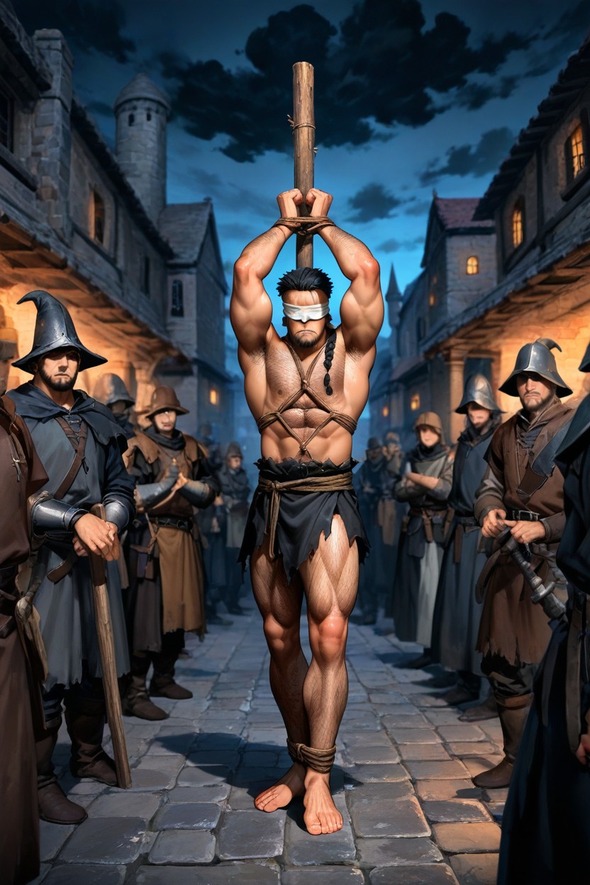 Arms Up, Standing, Barefoot ゲイAIポルノ