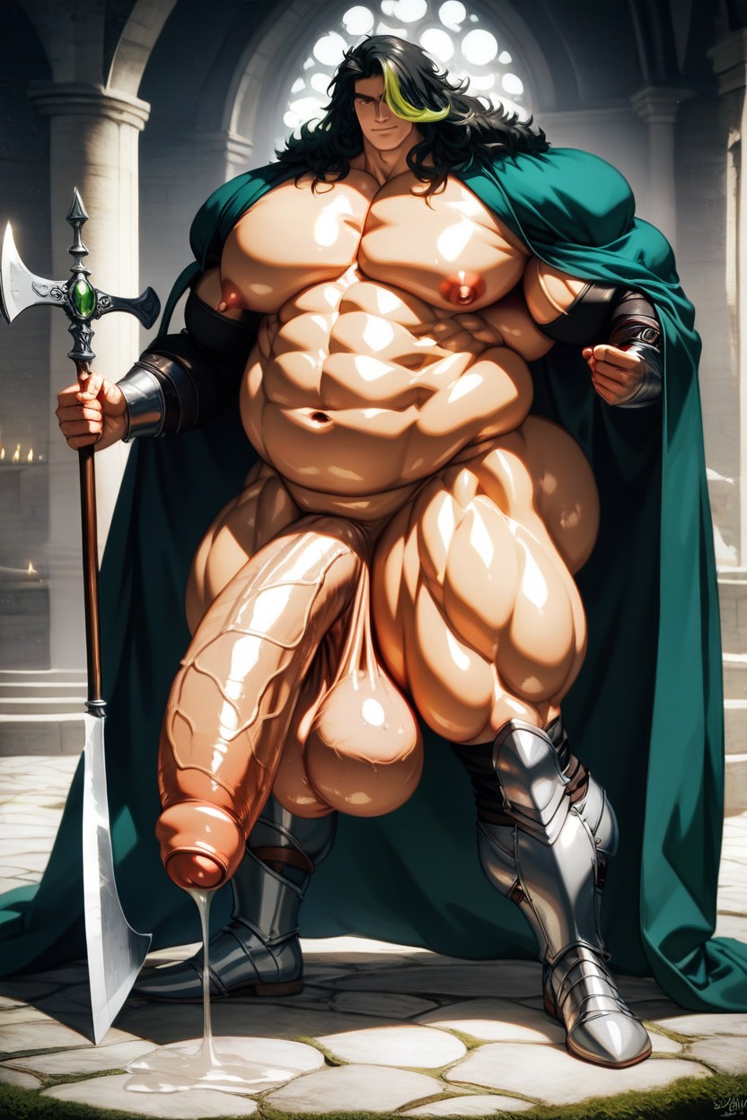 Cheveux En Bataille, Gigantic Hyper Pecs, Épais Porno IA Gay