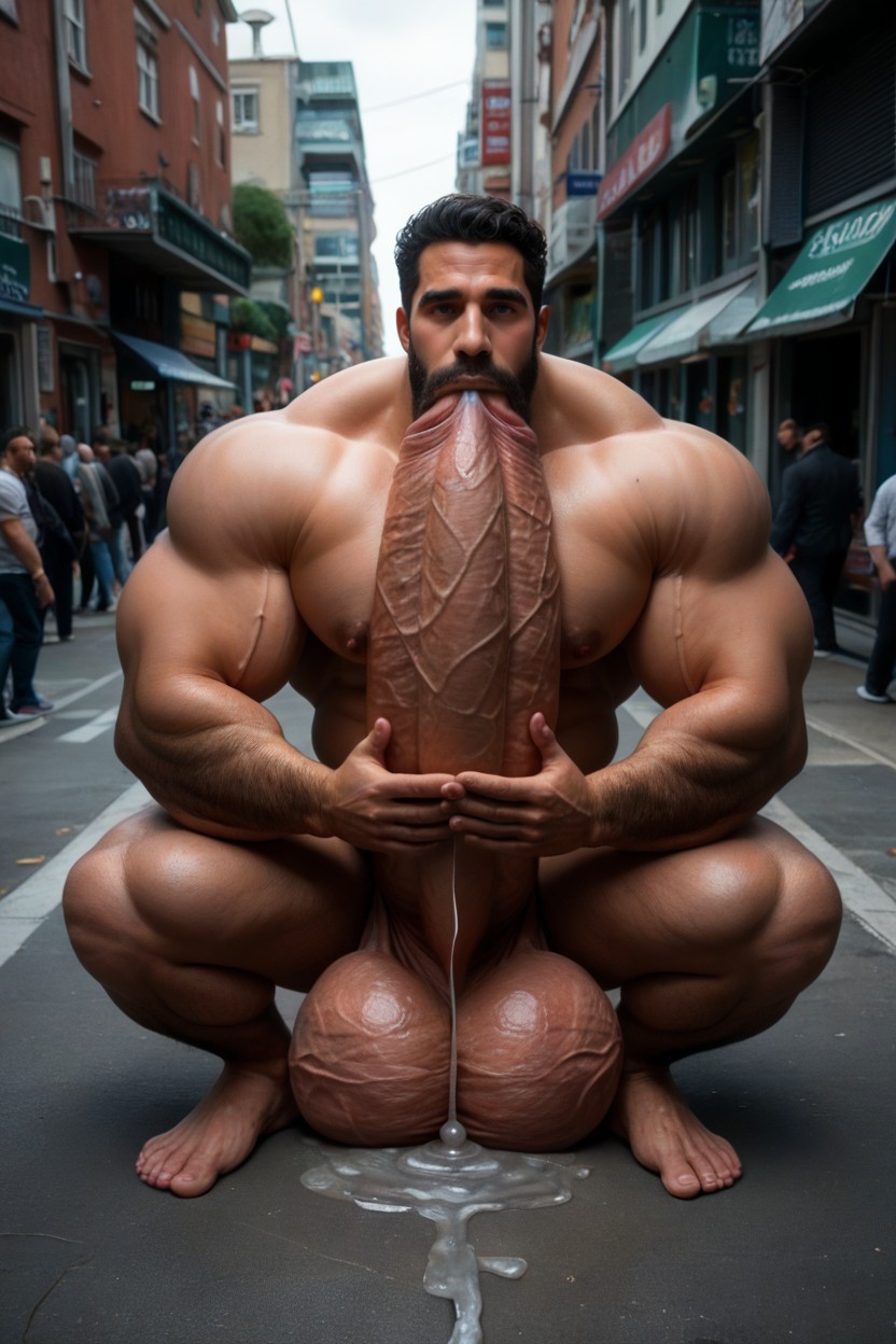 Massive Oversized Hyper Cock, Full Body In View, Public AI Gay Porn
