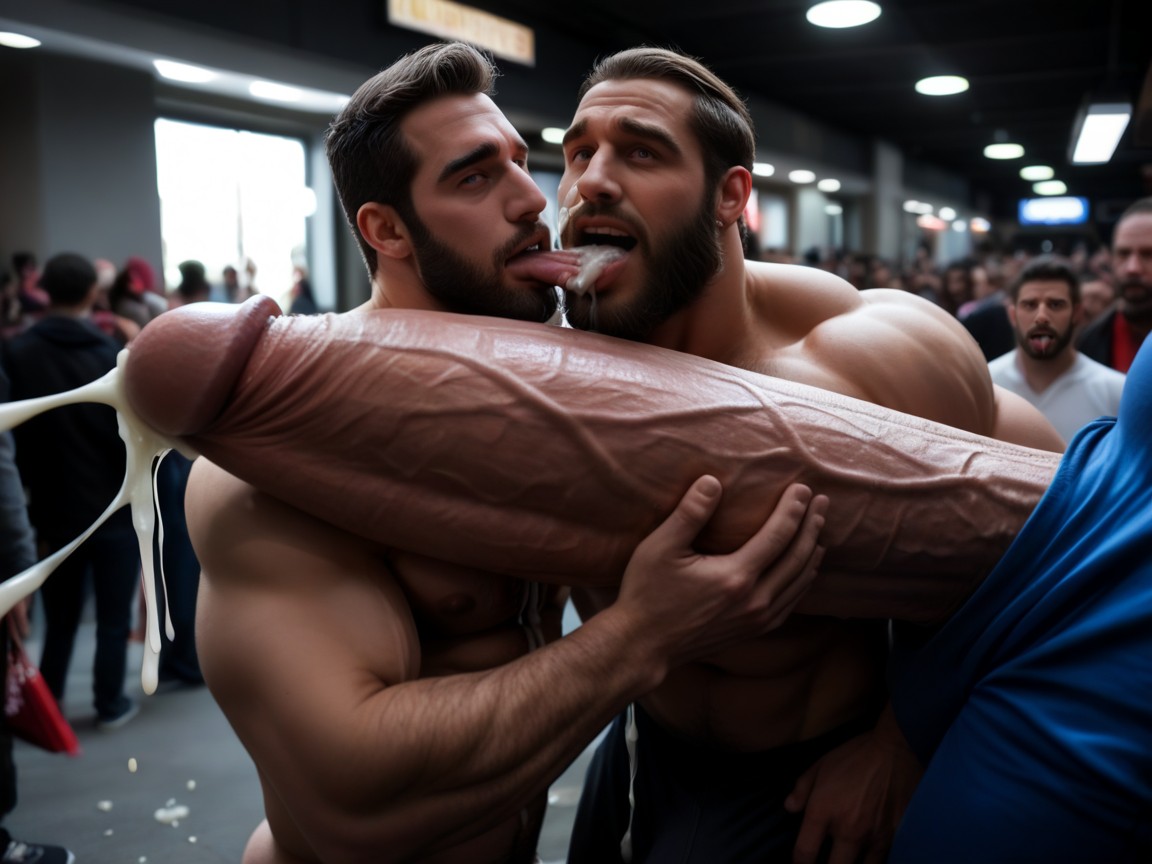 Handsome, Close-up Cock Focus, Angular Features Porno IA Gay