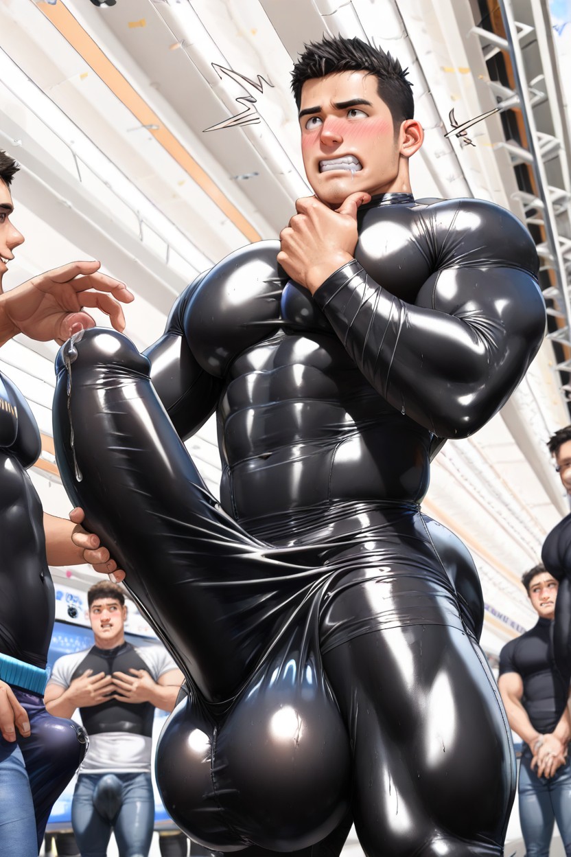 Precum Leaking Through Fabric, Blushing, Uncensored Porno IA Gay