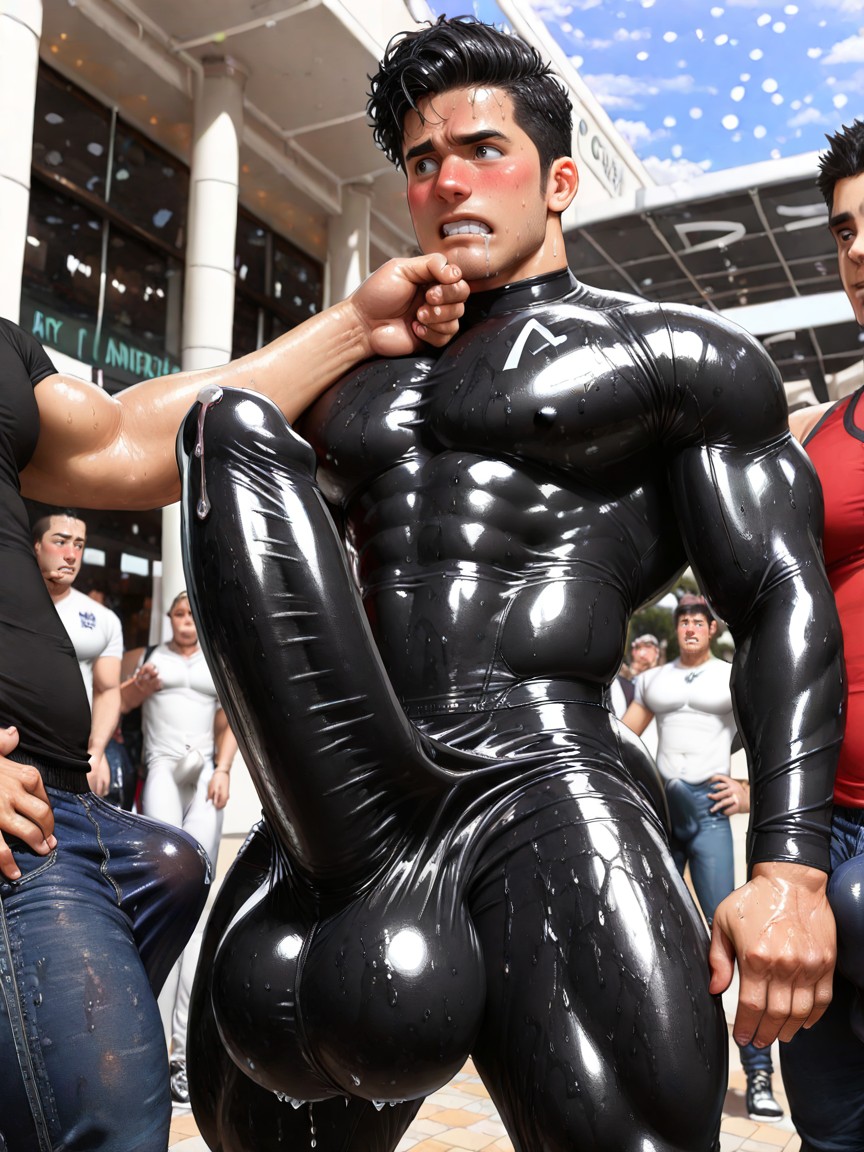 Fully Upright Upward Boner, Gigantic Fully Erect Cock Bulge, In Public Porno IA Gay