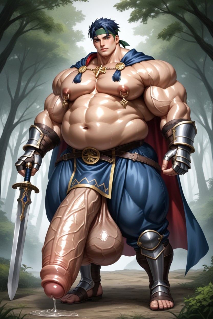 Gigantic Bulky Muscles, Cul Moyen, Pénis Hyper Long Et Impossible Porno IA Gay