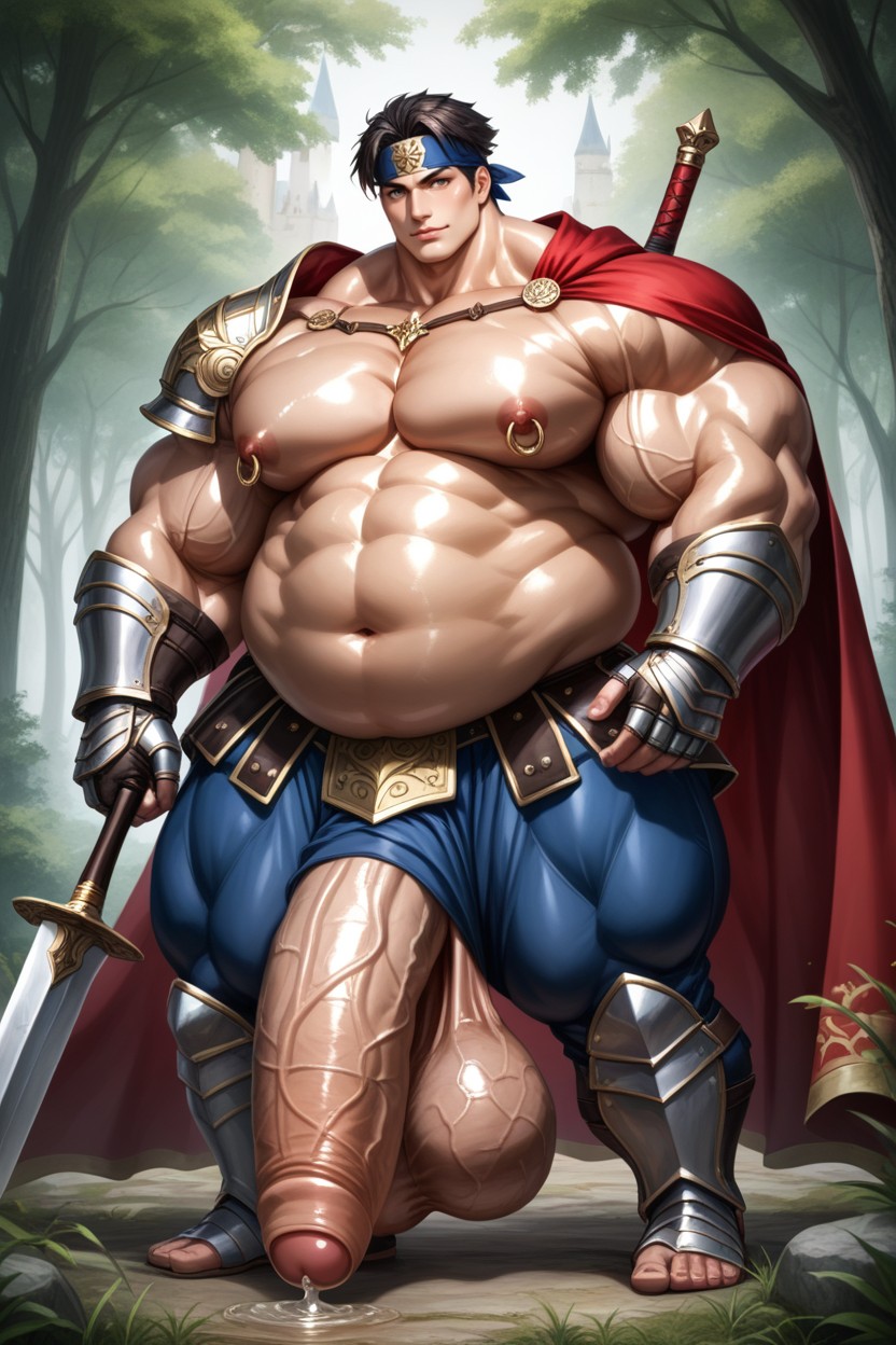 Soft Facial Features, Impossibly Long Hyper Penis Shaft, Medieval Castle Setting Porno IA Gay