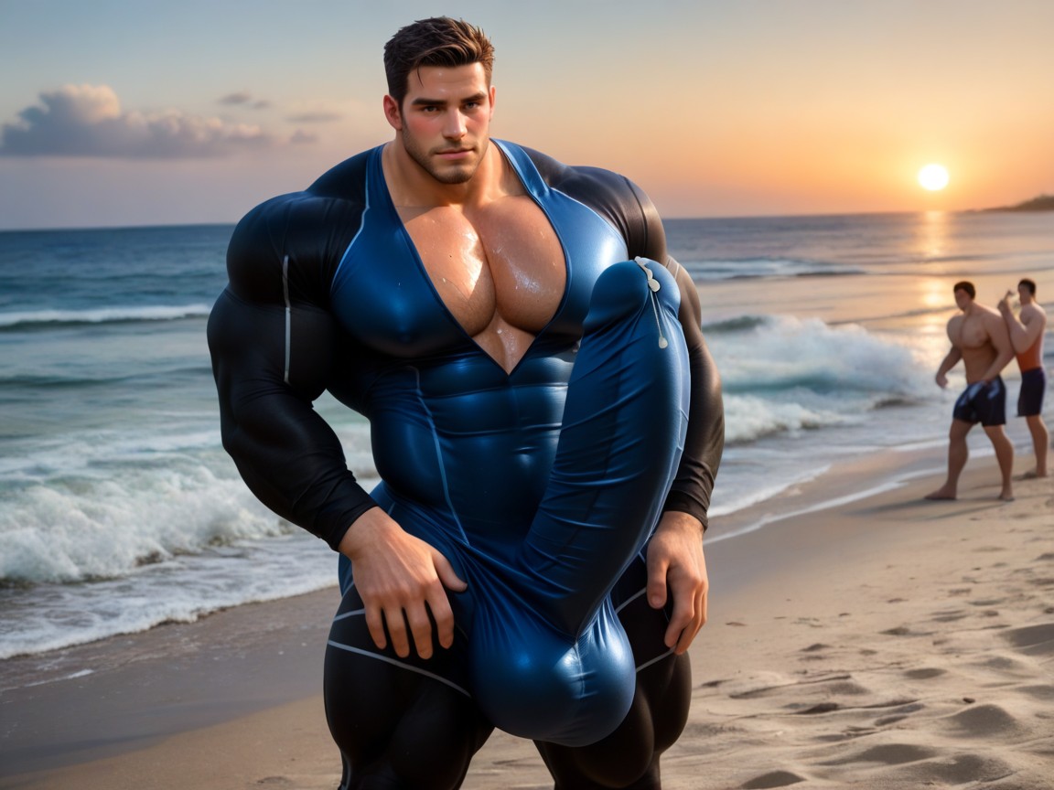 Cock Bulge Between Pecs, Sweaty, Only Males ゲイAIポルノ