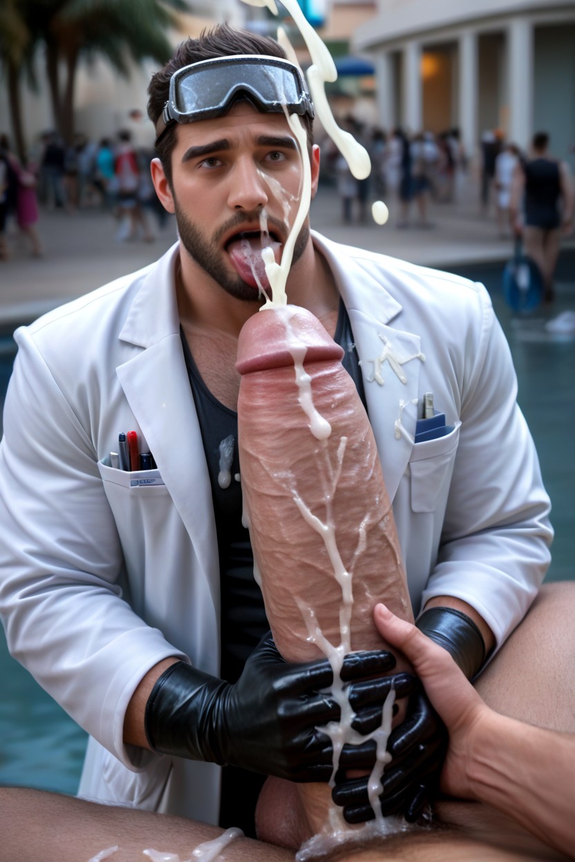 Holding Cock With Both Arms, Hyper Cumshot, Cum-covered Porno IA Gay