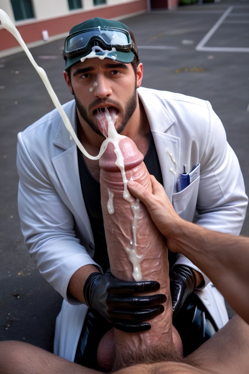 Uncut Hyper Cock Much Bigger Than Leg, Men Staring, Detailed Porno IA Gay