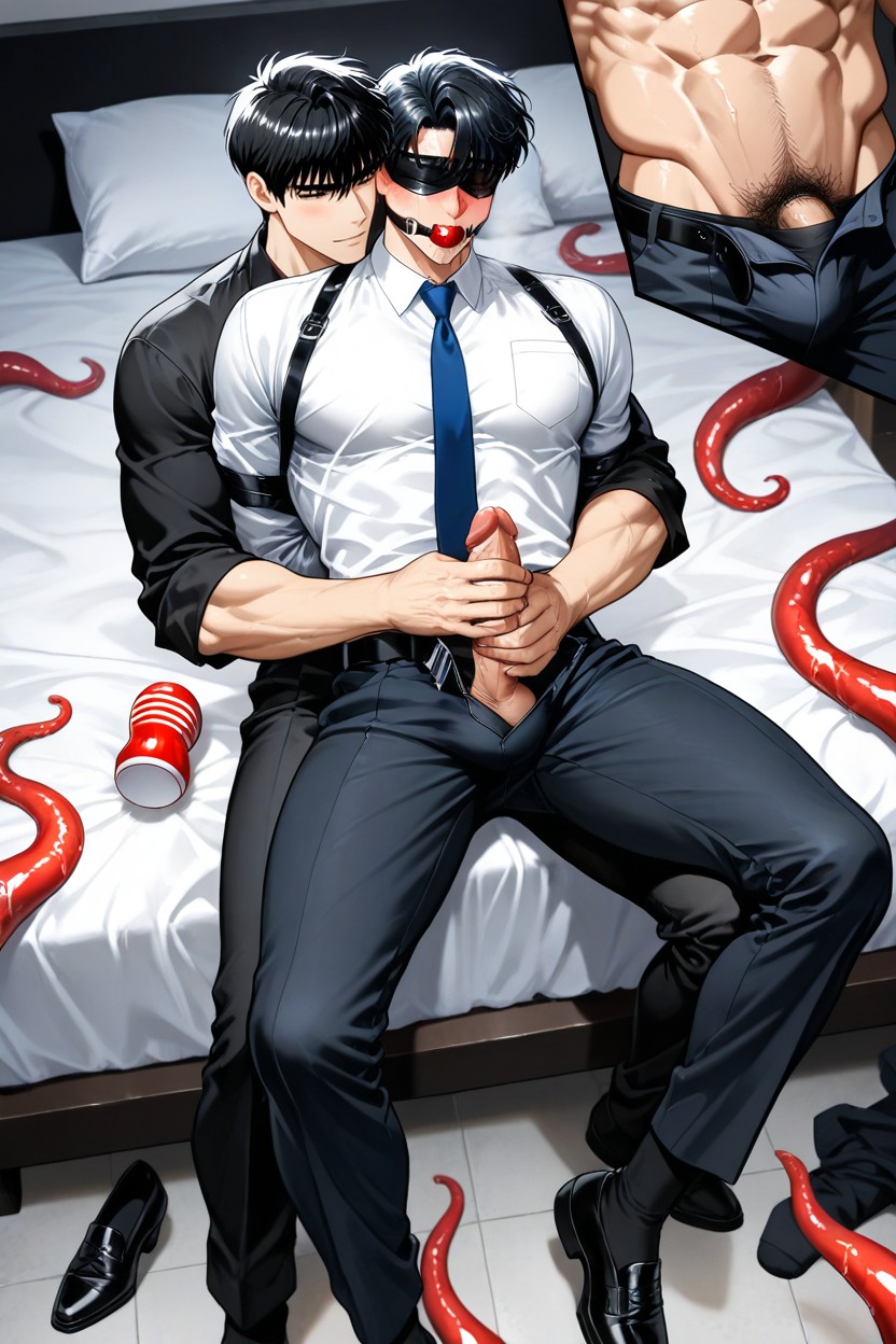 Bangs Hanging Down To The Forehead, Legs Spread, 25+ Pornografia gay com IA