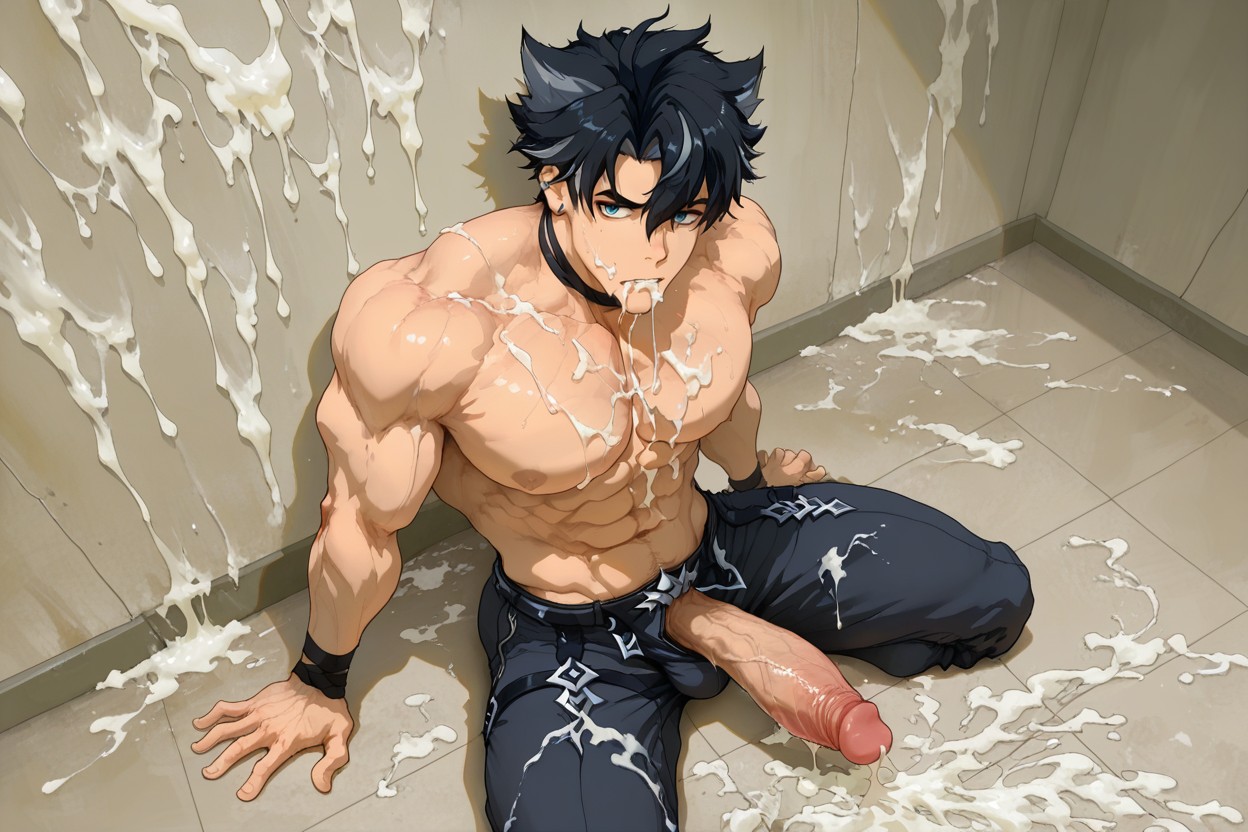 Wriothesley From Genshin Impact, 肌肉型, Cum On Walls AI同性戀黃片