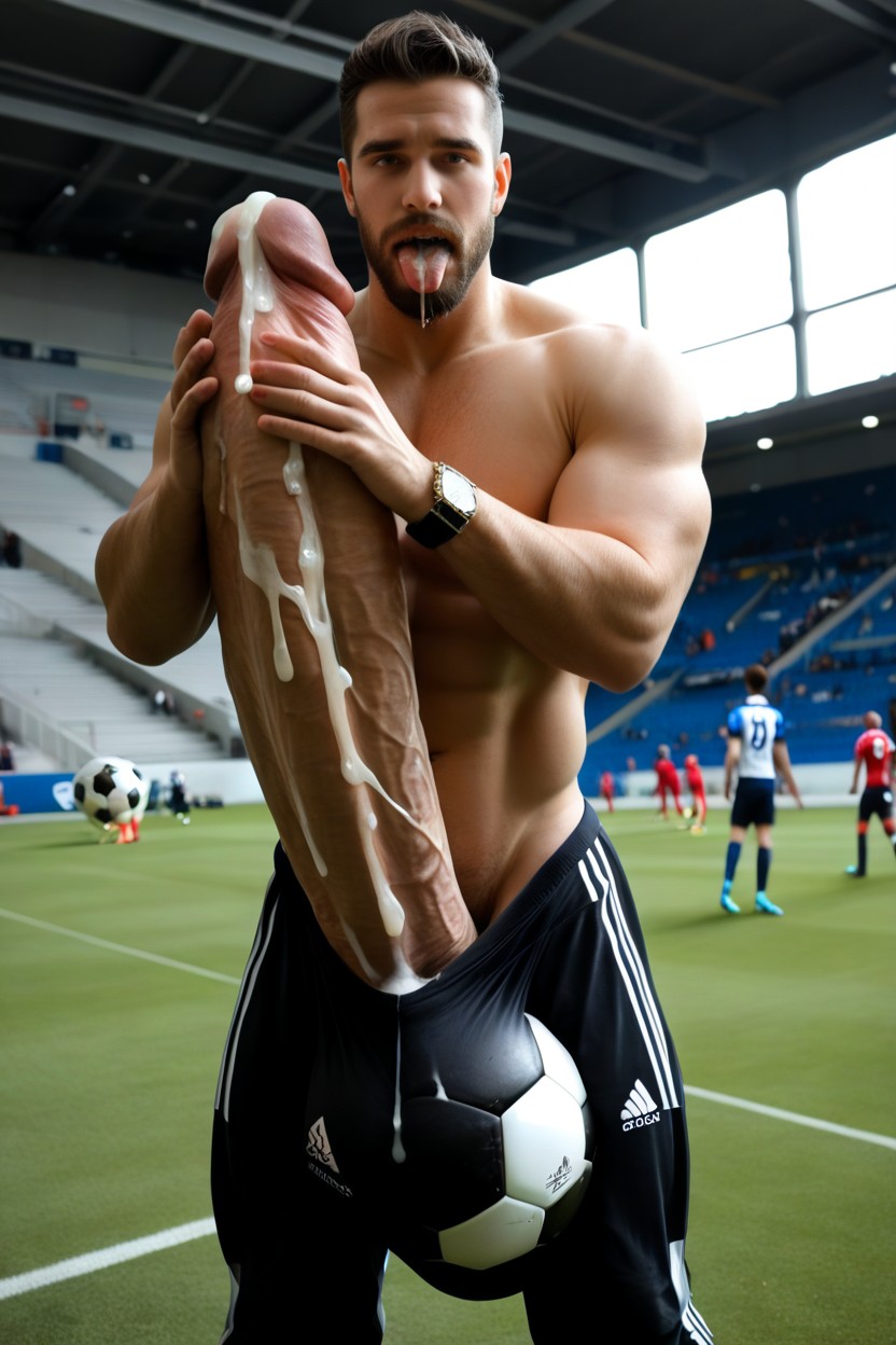 Indoor, Correct Anatomy, Cock Much Taller Than Him Pornografia gay com IA