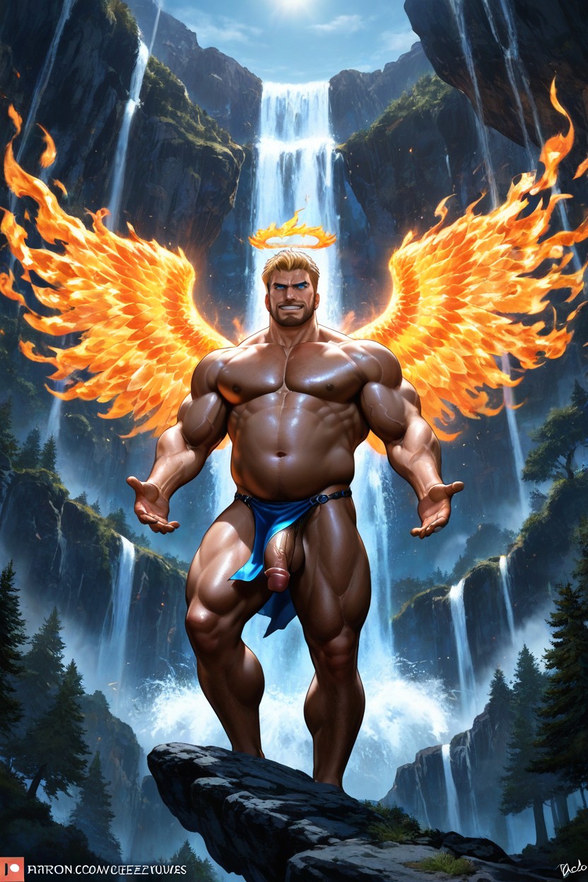 Full Body, -pointed Star Behind Man, Great Aerial Overview Porno IA Gay