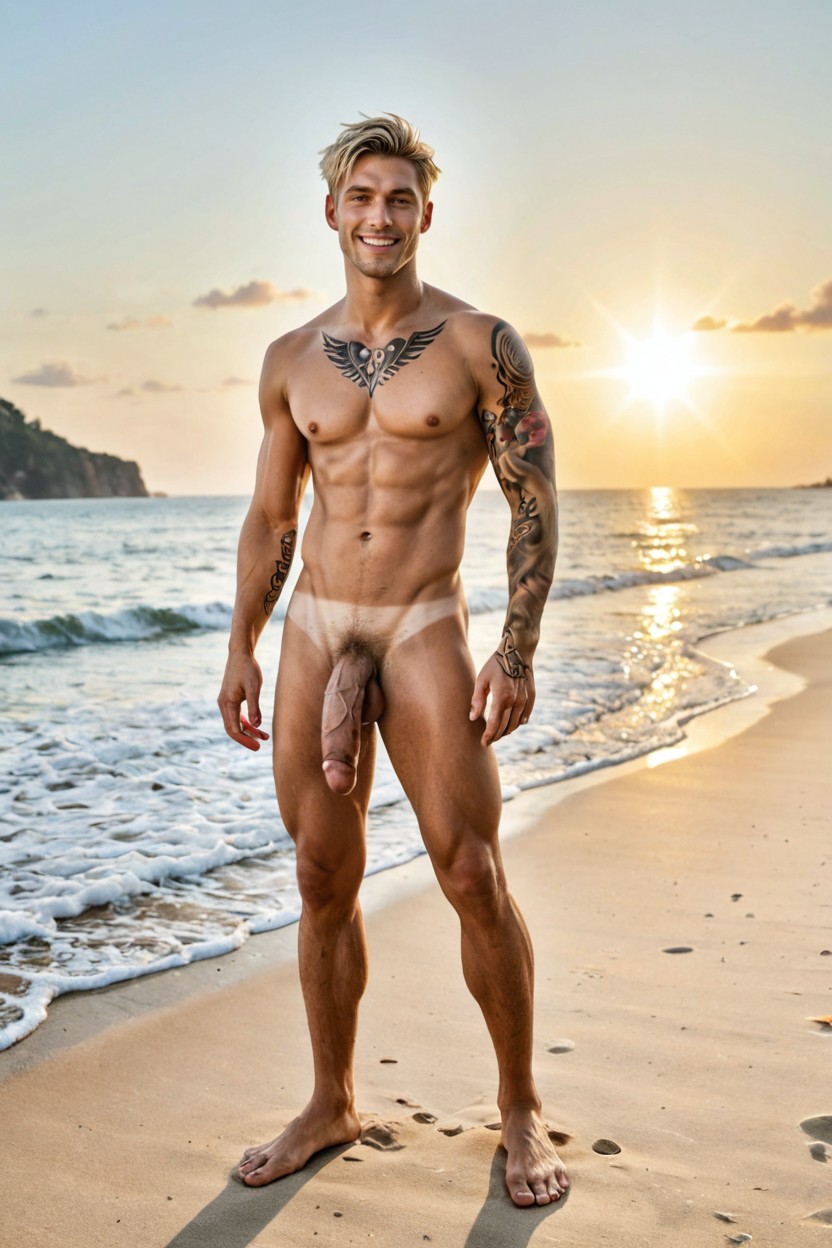 18+, Debout, Full Arm Tattoos Porno IA Gay