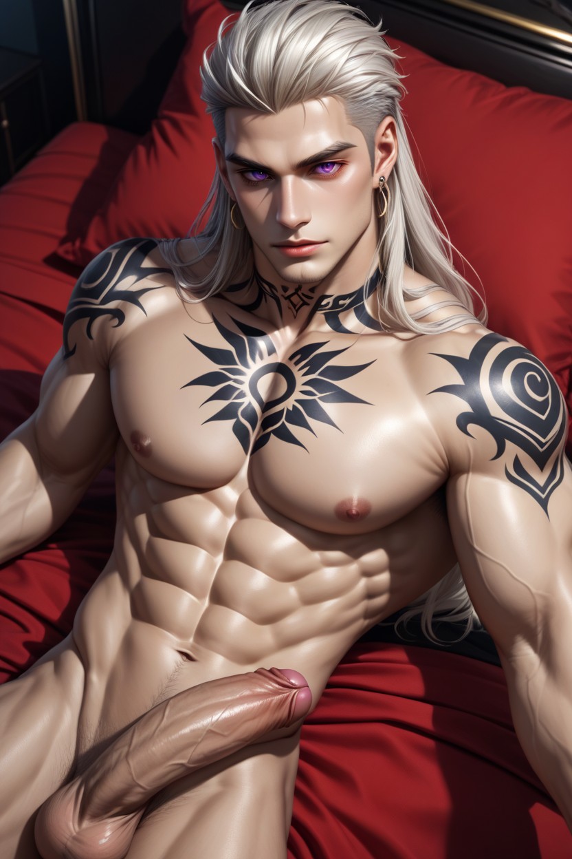 Six-pack, Prfect Male Body, Big Curved Penis Porno IA Gay