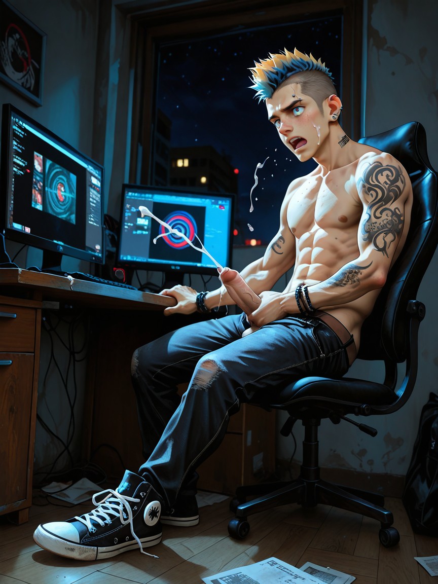 Arm Tattoos, Converse Sneakers, Multiple Chain Bracelets Porno IA Gay