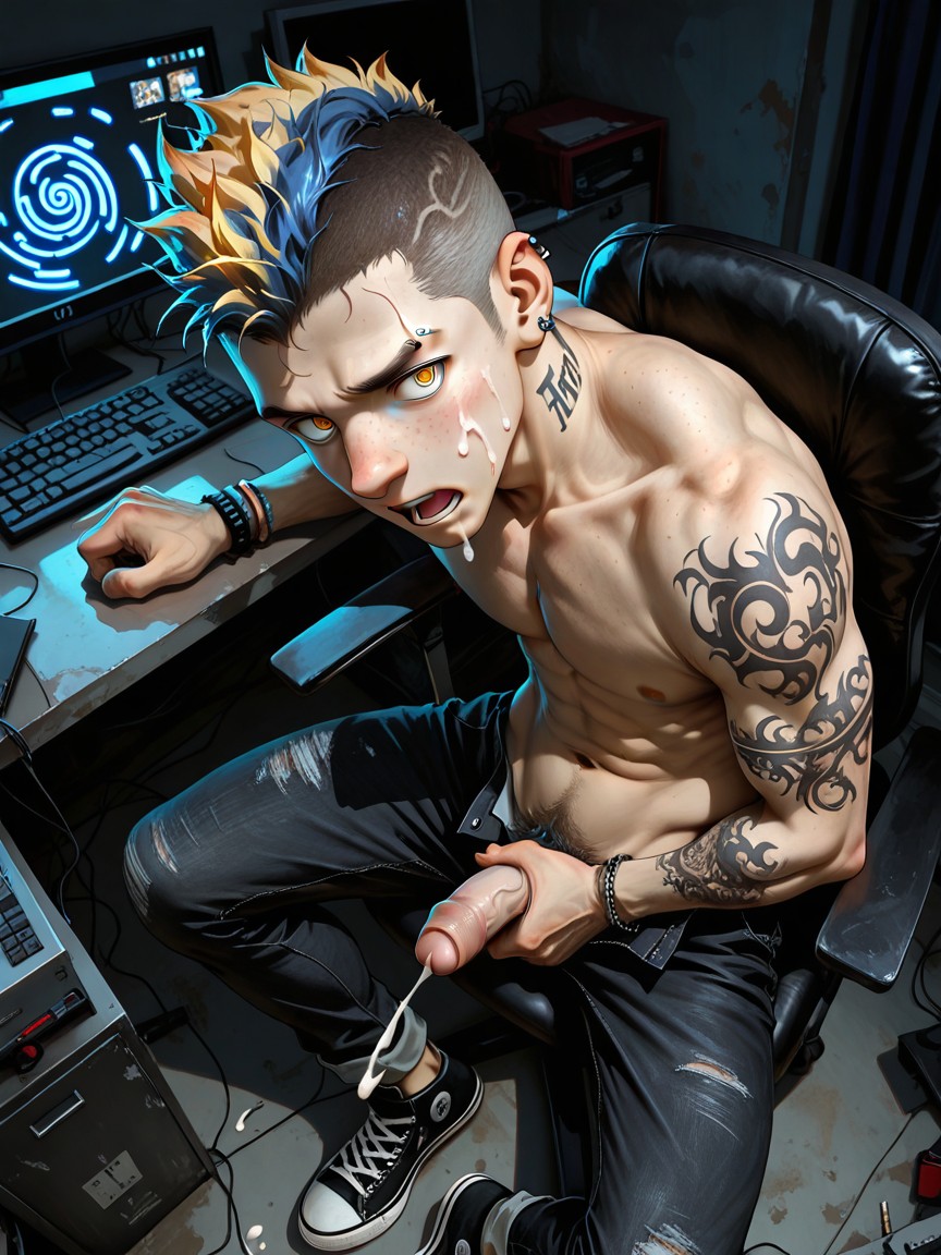 Veiny, Mohawk, Baggy Black Jeans Porno IA Gay