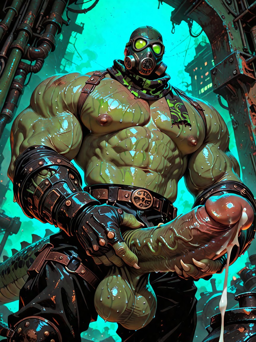 Glowing Scales, Rust, Huge Shoulders Porno IA Gay