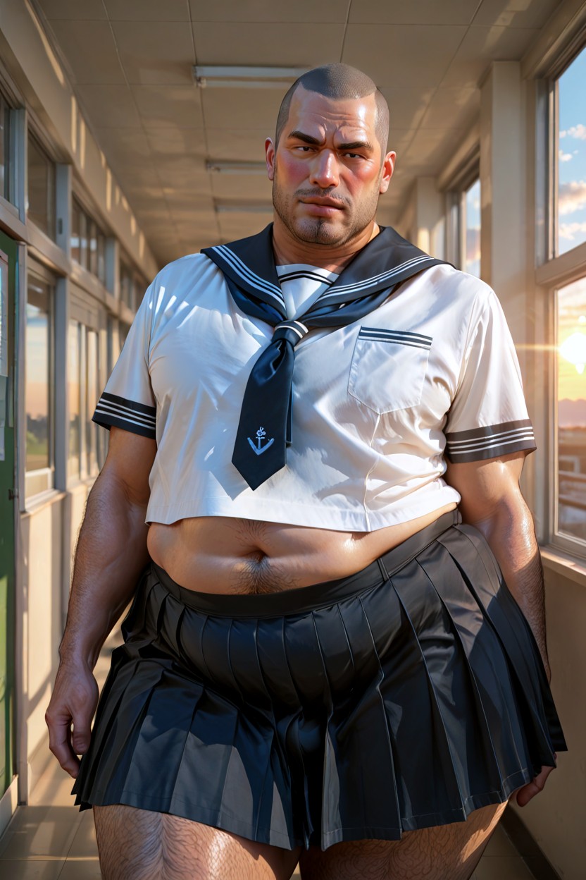 Tir À La Taille, Thick Large Lips, Light Stubble Porno IA Gay