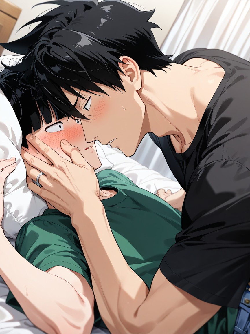 Japonais, Lying On Back, Green T-shirt Porno IA Gay