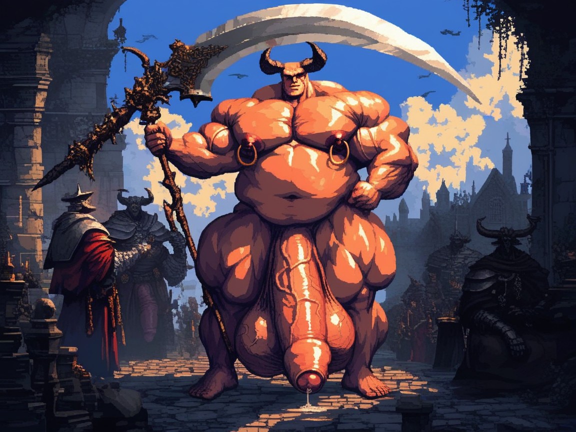 Gigantic Puffy Erect Nipples, Effeminate Face, Masculine Chest ゲイAIポルノ