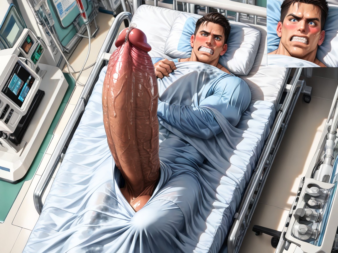 Patient In Hospital Bed, Correct Anatomy, Slightly Blushing AI同性戀黃片