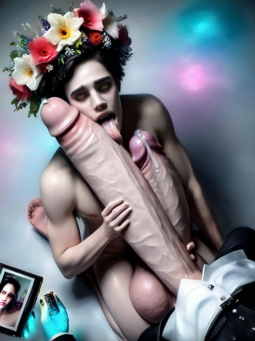 Sweaty, On His Knees, Gigantic Growing Cock Porno IA Gay
