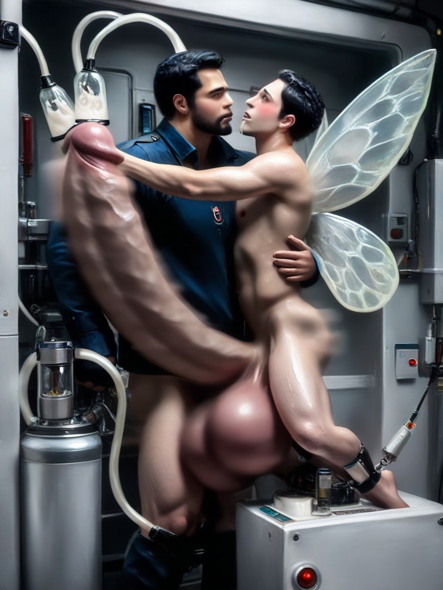 Steamy, Hugging Cock, Gigantic Growing Cock KI Schwulenporno