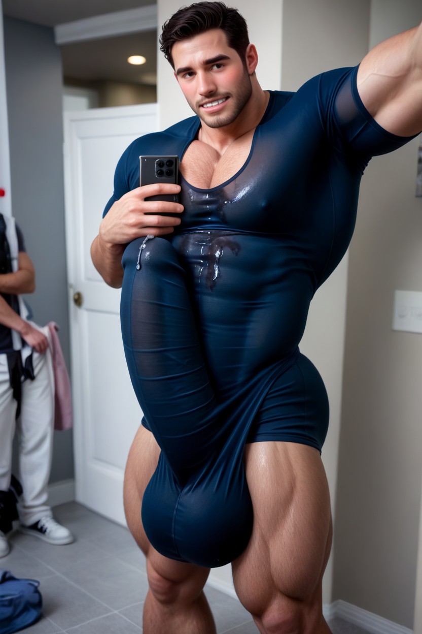 Angular Features, Bara Manga Style, Hyper Bulge Bigger Than Leg Porno IA Gay