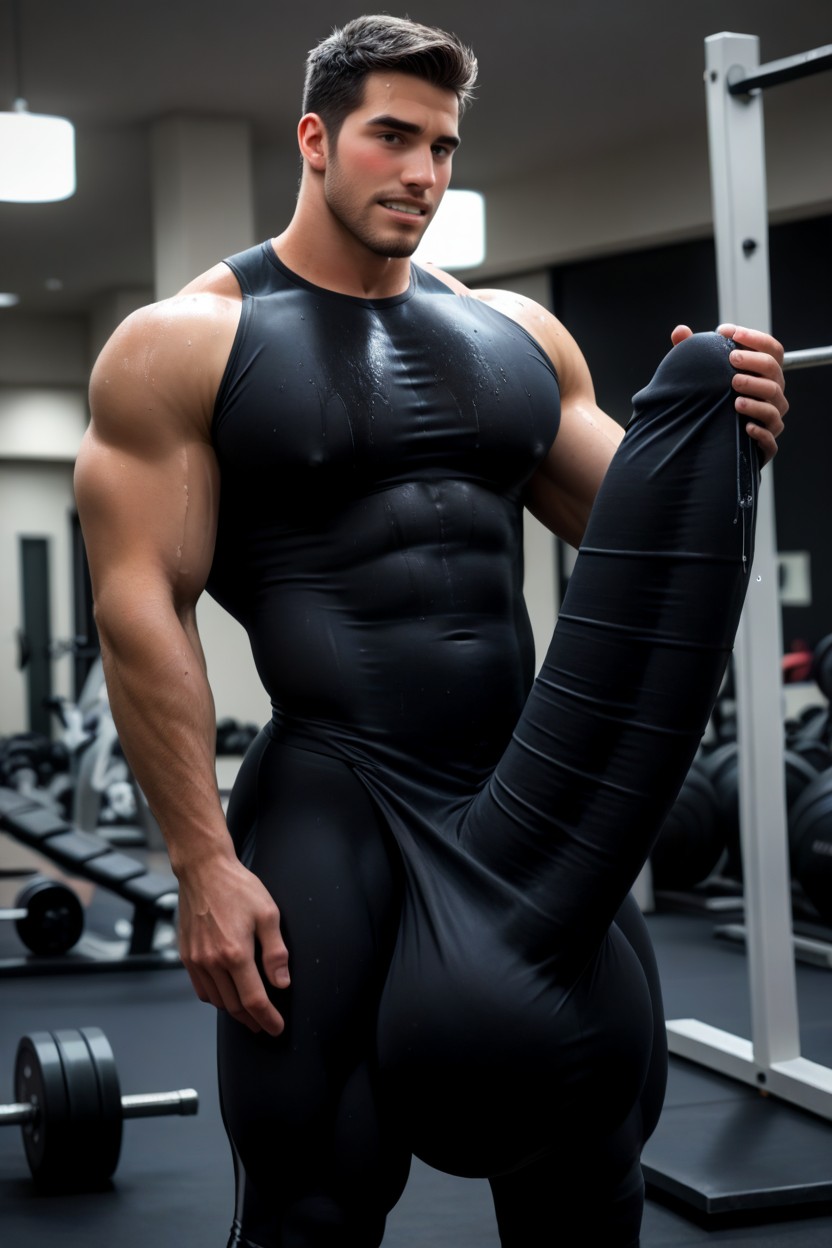 Upright Bulge, Cabelo Rosa, Blushing Pornografia gay com IA