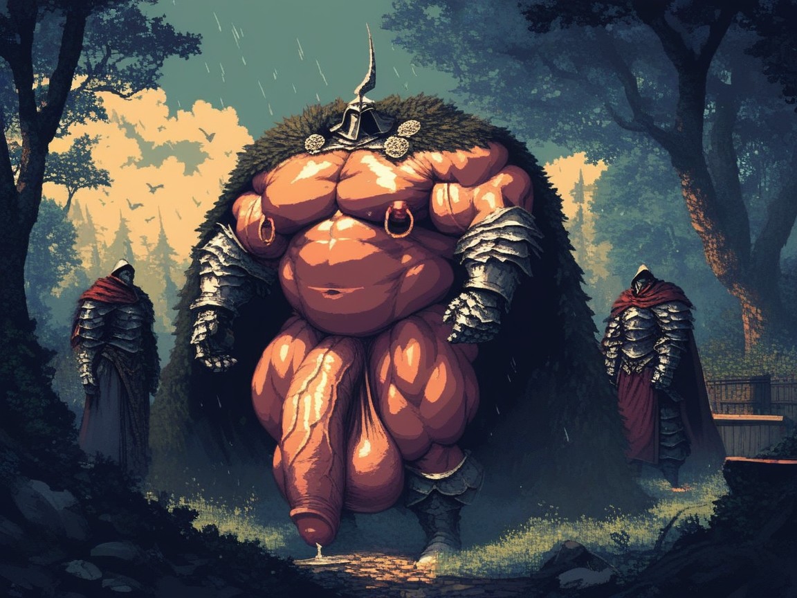Nipple Rings, Medieval Fantasy Armor, Absurdly Long Oversized Flaccid Penises Porno IA Gay