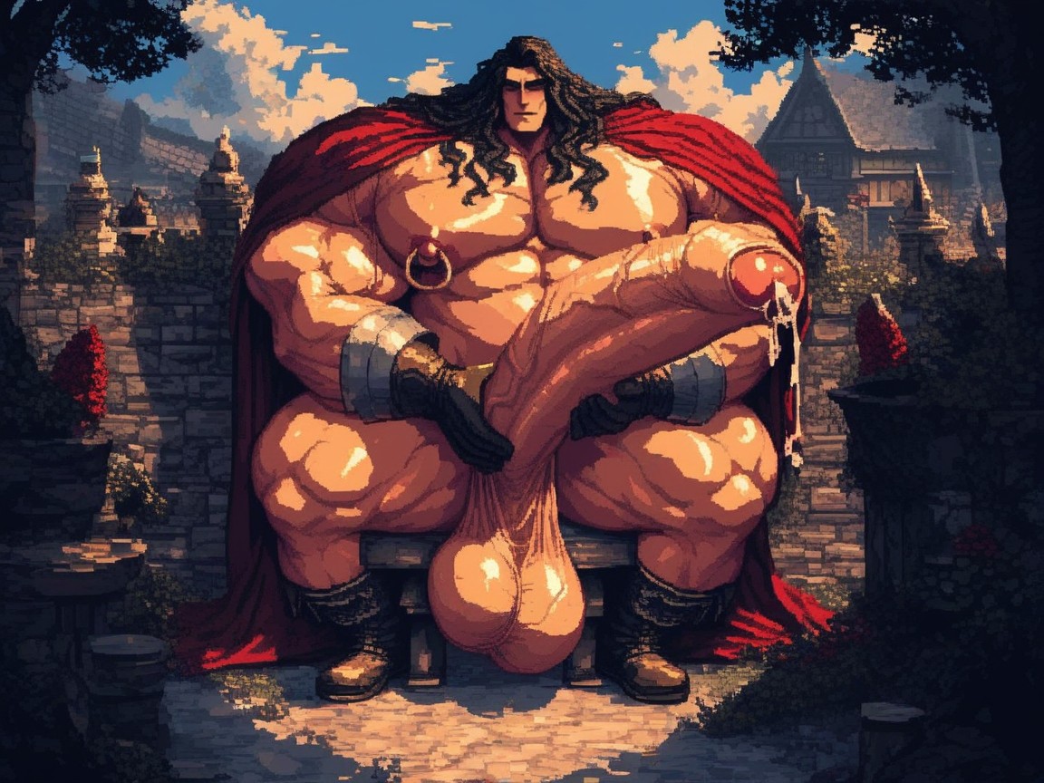 Medieval Fantasy Setting, Cartoonish Face, 18+ Pornografia gay com IA